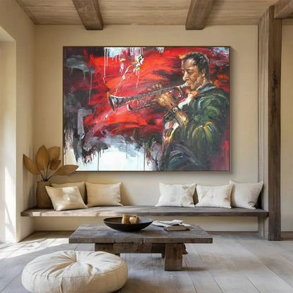 Jazz Musician in Color - Expressionistic Portrait Painting On Canvas DKH636