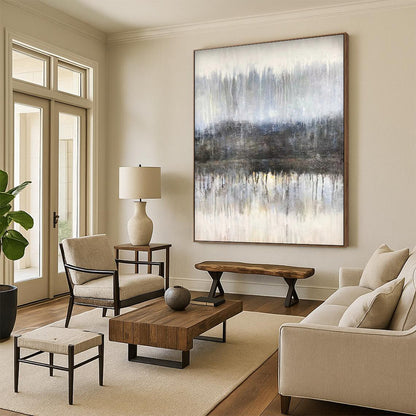 “Misty Forest Lake Reflection” – Atmospheric Landscape Oil CT2102