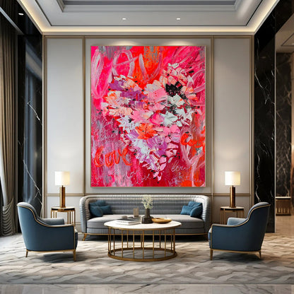 “Pink Floral with ‘Love’” – Romantic Flower Painting CT1197