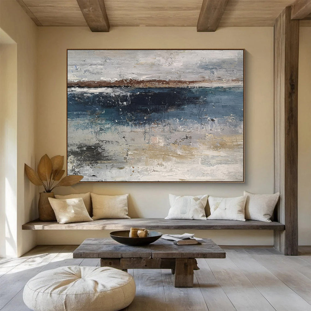 Textured Coastal Abstract Painting On Canvas DKH288