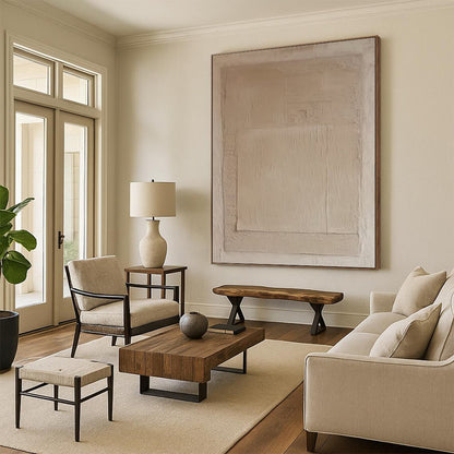 “Beige Minimalist Texture ‘Understated Elegance’” - Textured Abstract Painting On Canvas DTP360