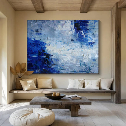 “Blue - Gray Abstract Textures” - Impressionistic Abstract Painting On Canvas DKH851