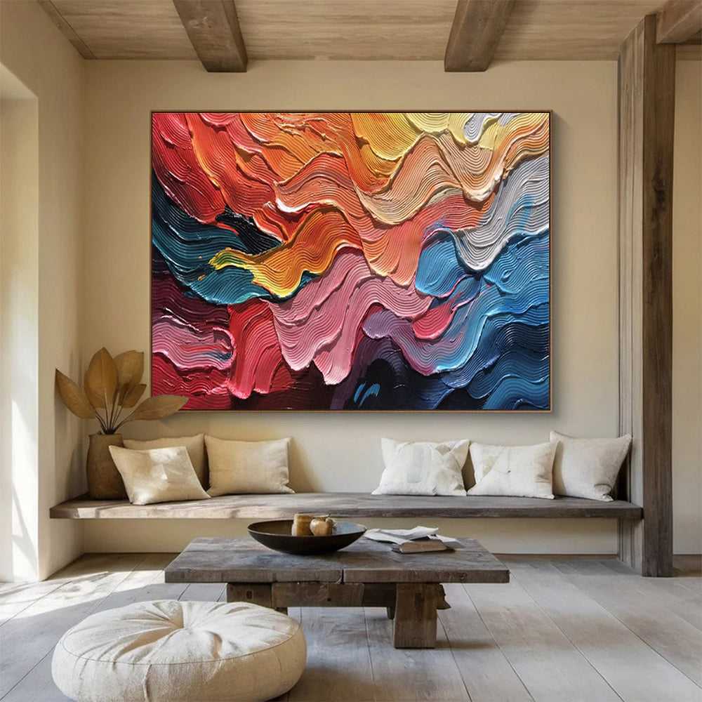 “Color - Swirled Abstract Waves” - Dynamic Abstract Painting On Canvas DKH823