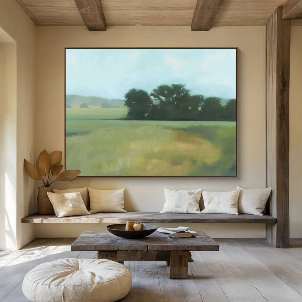 “Muted Field Landscape” Abstract Impressionist Painting On Canvas DKH426