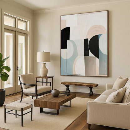 “Soft - Toned Abstract Composition”，Abstract Geometric Style CT0672