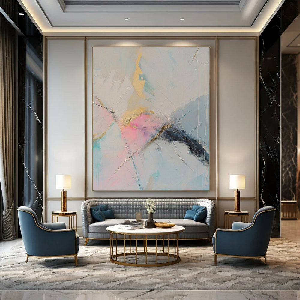 “Pastel Abstract with Gold” – Abstract Expressionist Painting CT1179