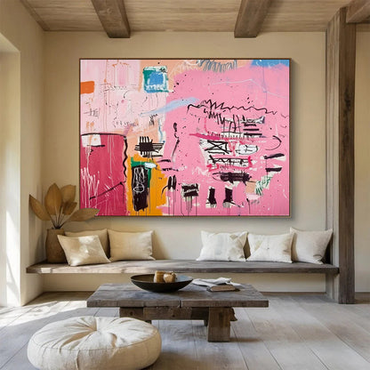 Pink Abstract Graffiti - Street Art - Inspired Painting On Canvas DLZ198