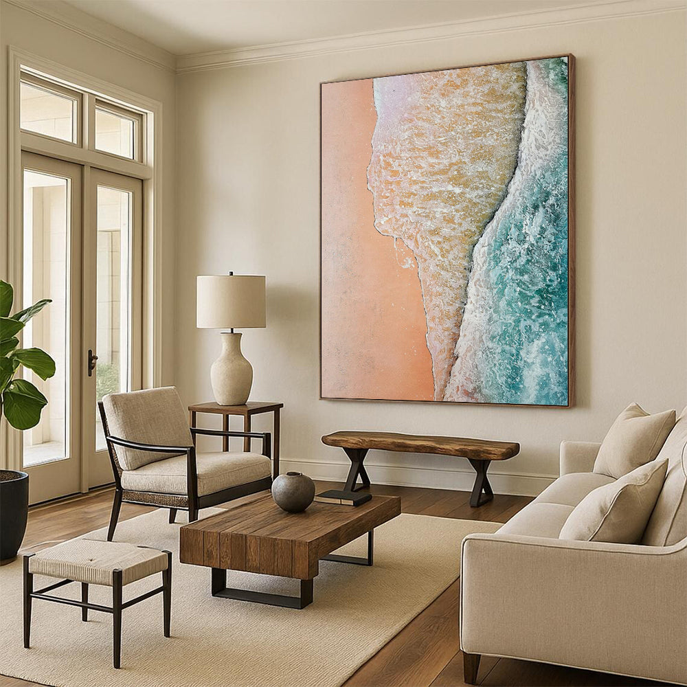 “Aerial Beach View” - Impressionist Landscape Painting On Canvas DTP044