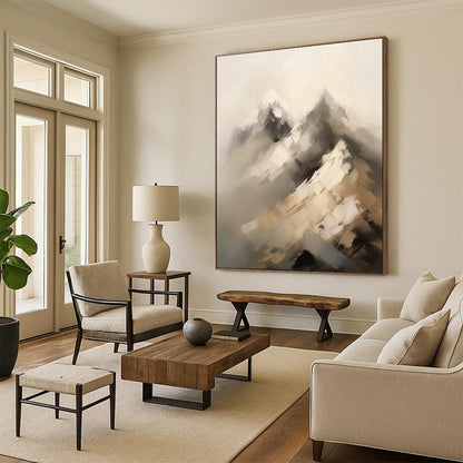 “Abstract Mountain Peaks” – Textured Landscape Oil CT2092