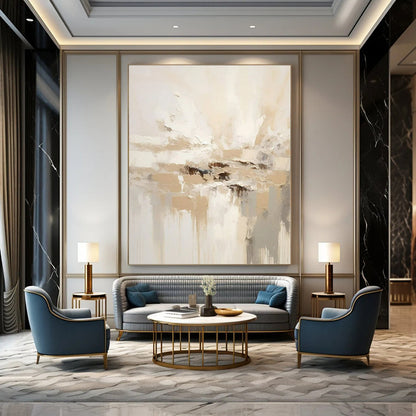 Neutral Tones with Textured Layers - Impasto Abstract Acrylic On Canvas CT1344