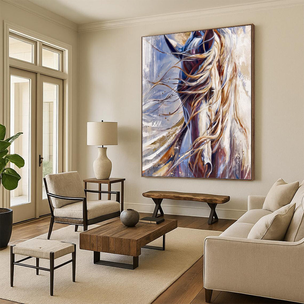 “Wild - Mane Horse” - Dynamic Equine Oil Painting On Canvas DKH1653