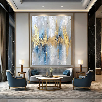 “Gray, Blue, Gold Urban Silhouette” – Urban - Inspired Abstract Art CT1011