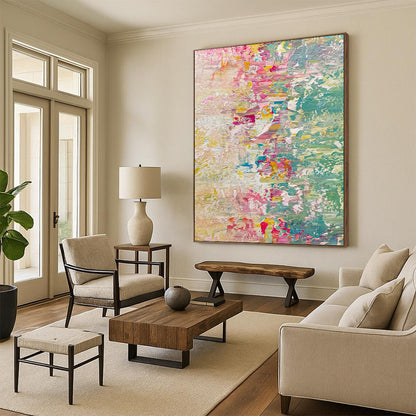 “Pastel Color Fusion” - Impressionist - Inspired Abstract Painting On Canvas DKH1683