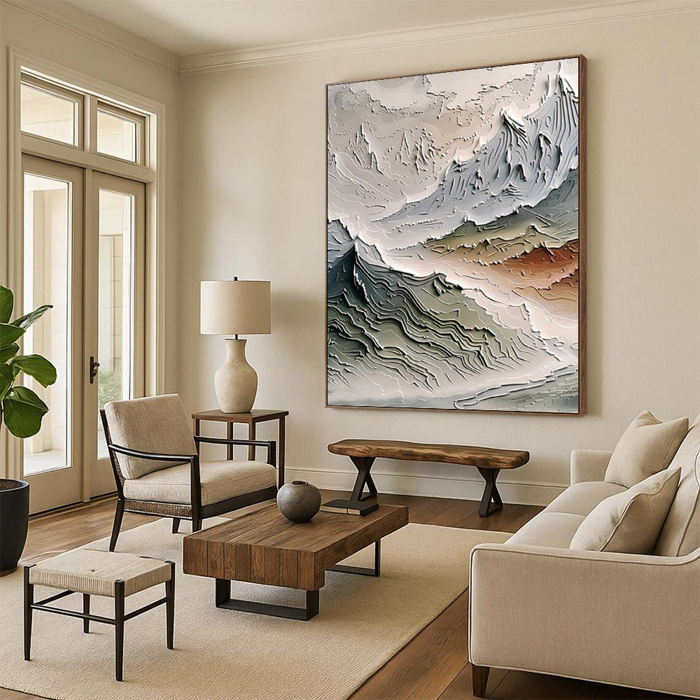 “Multicolor Textured Mountainscape” Painting On Canvas DKH0981
