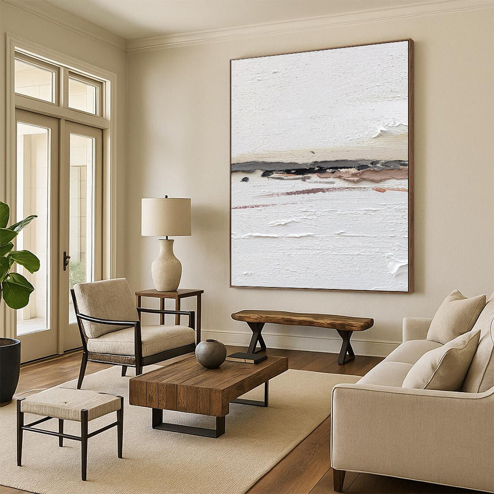 “White Textured Minimalism” - Subtle Abstract Painting On Canvas DKH1664