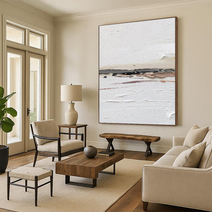 “White Textured Minimalism” - Subtle Abstract Painting On Canvas DKH1664