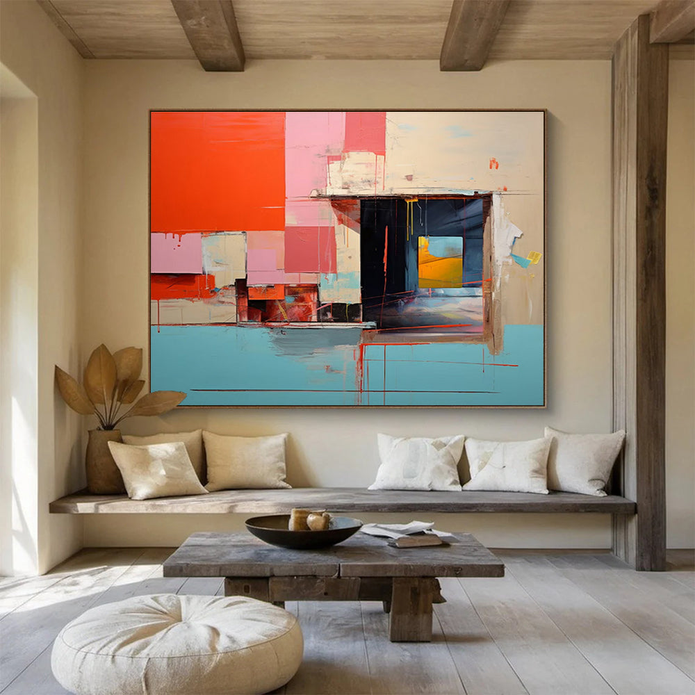 Abstract Architectural Forms - Abstract Architectural Painting On Canvas DKH640