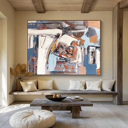“Color - Blended, Abstract Scene ‘Urban Mosaic’” - Abstract Cityscape Painting On Canvas DLZ026