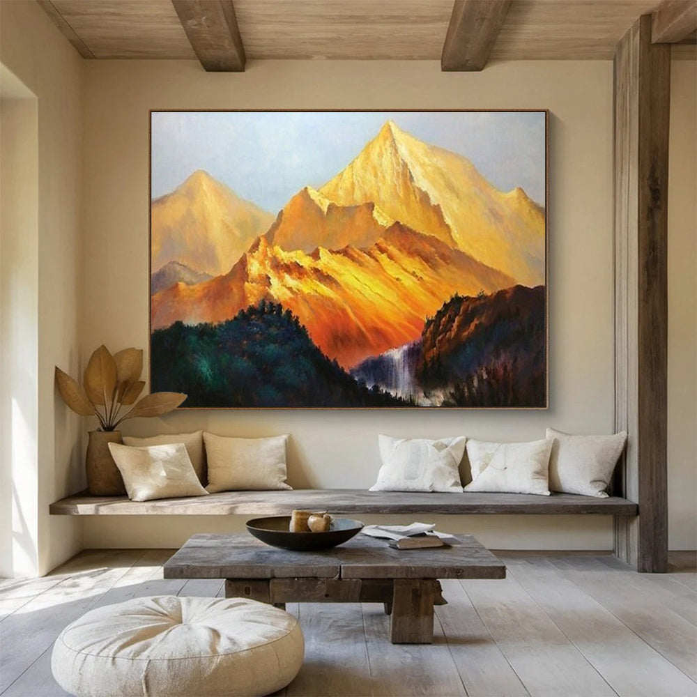 “Golden Mountain Landscape” Realistic Oil Painting On Canvas DKH433