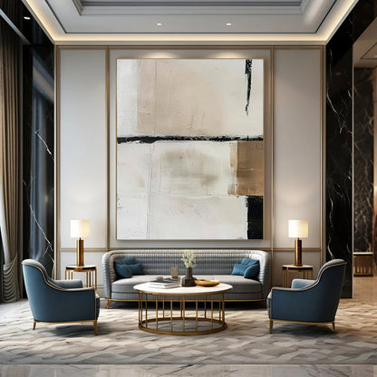 Beige & Black Textured Blocks - "Subtle Structure" - Abstract Textured Painting CT1475