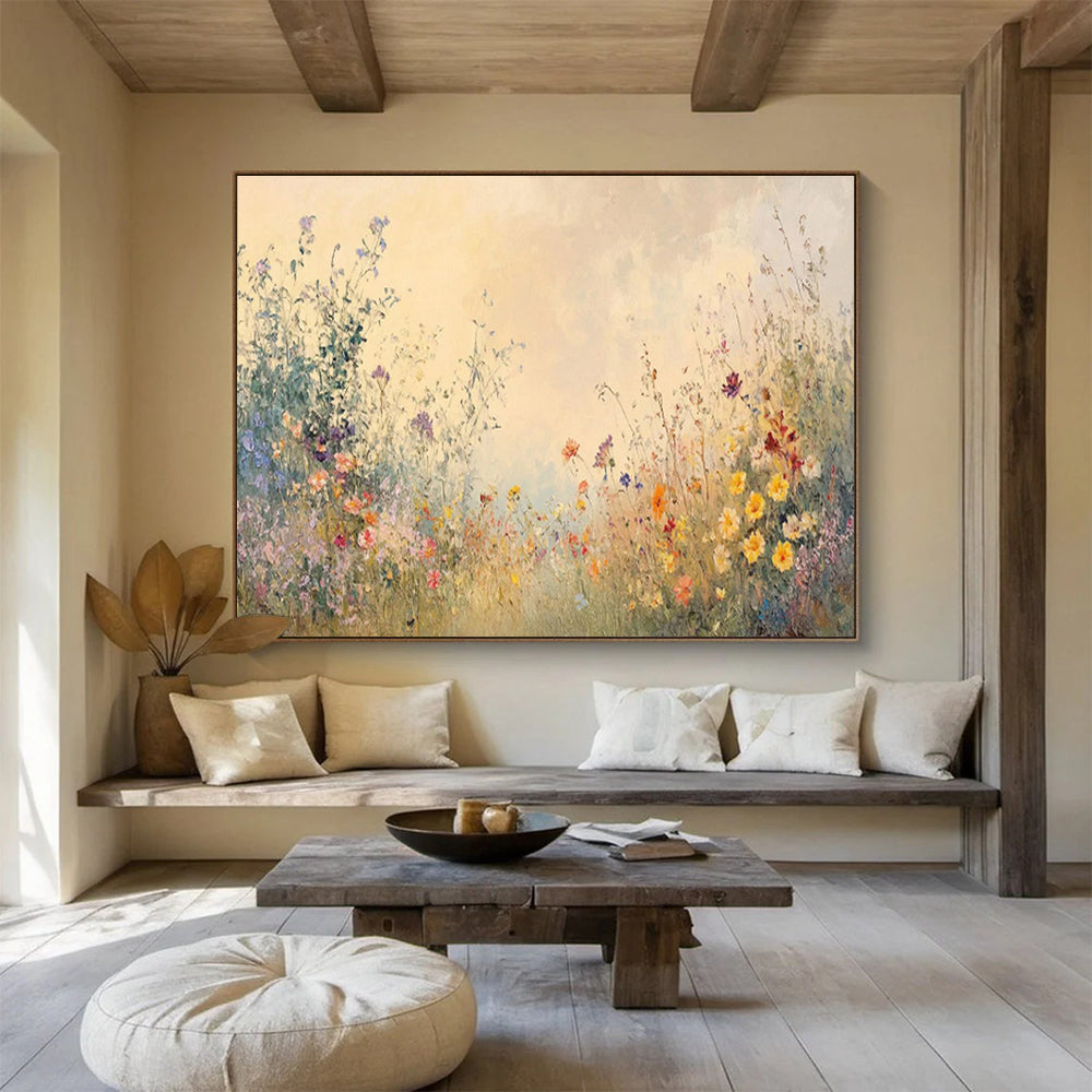 “Wildflower Reverie” - Pastel - Hued Floral Impressionistic Painting On Canvas DKH693