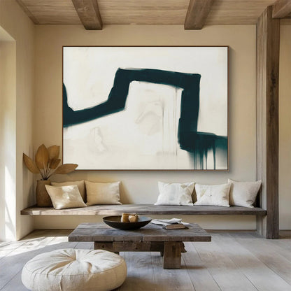 “Abstract Black Form” Expressive Minimalist Painting On Canvas DLZ115