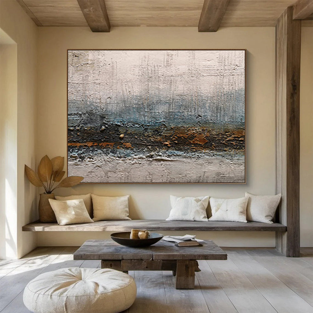“Textured Neutral Tones” Abstract Mixed - Media Painting On Canvas DKH374