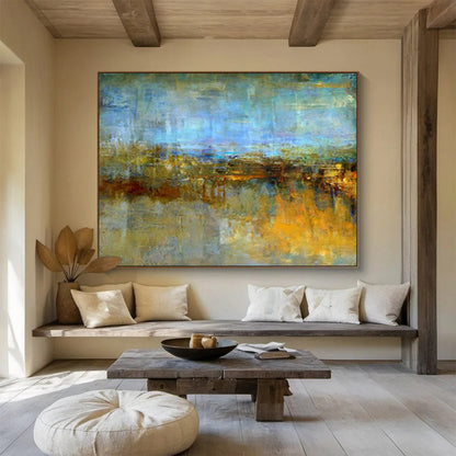 “Blue - Hued Abstract Landscape” Abstract Oil Painting On Canvas DKH372