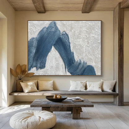 Textured Blue Peaks on Gray Abstract Painting On Canvas DKH214