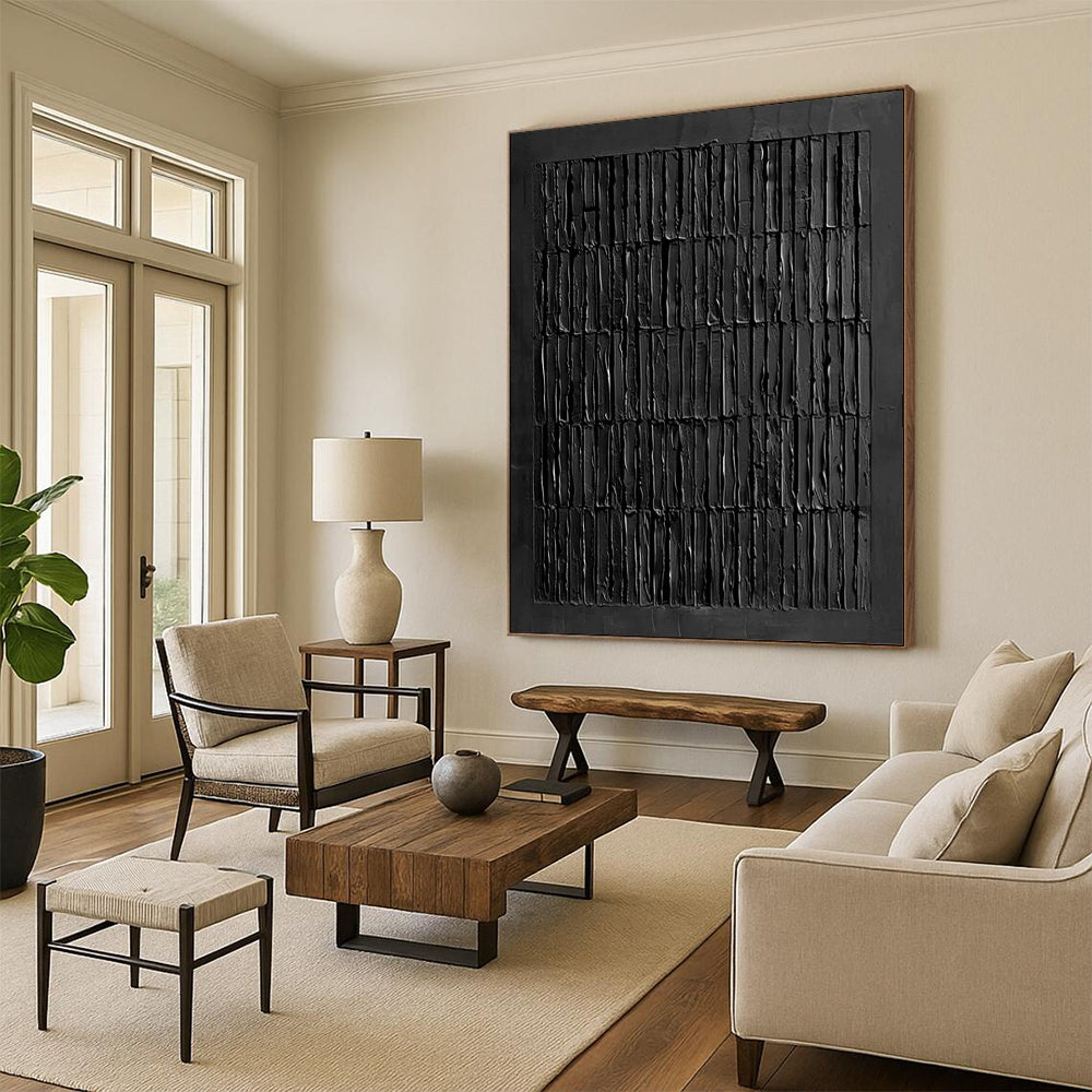 “Monochromatic Black Vertical Abstract” - Abstract Painting CT2364