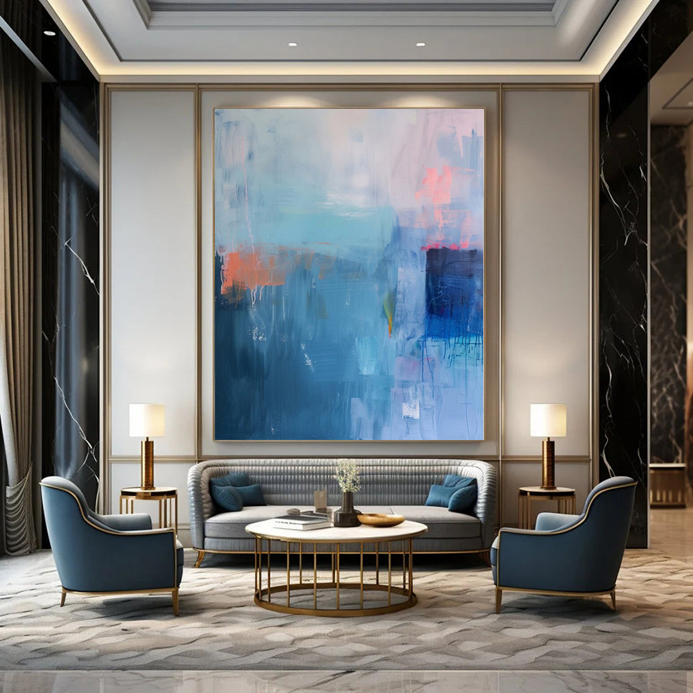 “Blue - Orange Abstract Drips” – Abstract Expressionist Painting CT1178