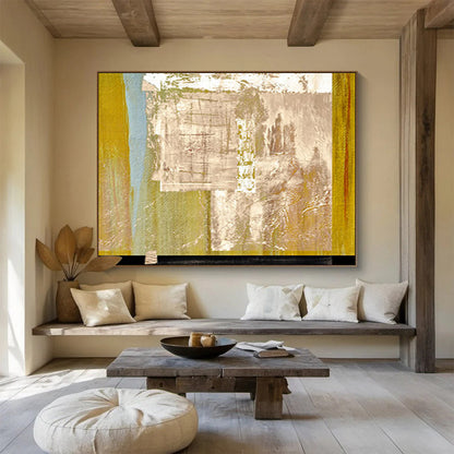 “Earthy Tones Abstract Collage” Abstract Mixed - Media Painting On Canvas DKH393