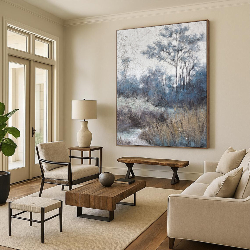 Muted Tonal Forest Scene - Landscape Painting On Canvas DKH1458