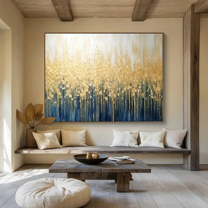 “Gold - Blue Forest Canopy” Abstract Landscape Painting On Canvas DLZ052