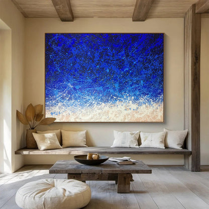“Blue Splatter Night Sky” - Evocative Abstract Painting On Canvas DKH844