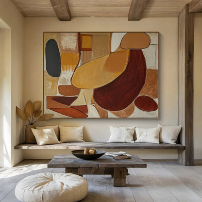 Earth - Tone Abstract “Subtle Earthy Shapes” Painting On Canvas DKH088