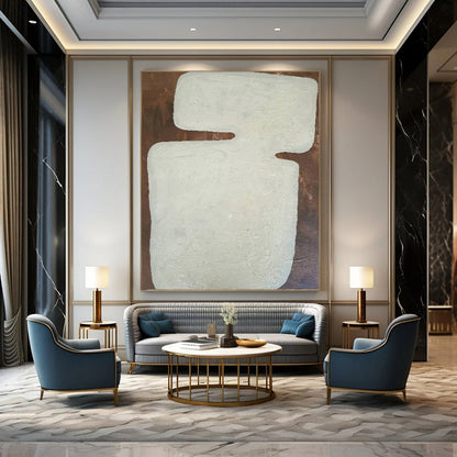 “Cream - Brown Textured Form” – Abstract Textured Form Art CT1000