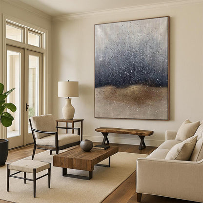 “Gilded Grays and Reflections - Abstract Landscape” - Acrylic Abstract Art CT1969