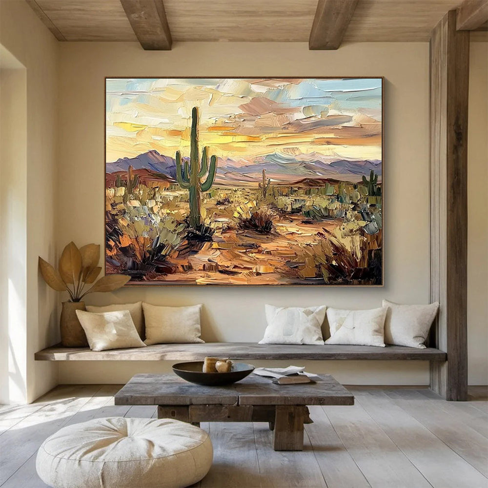 “Impasto Desert Sunset” - Vibrant Landscape Painting On Canvas DKH808