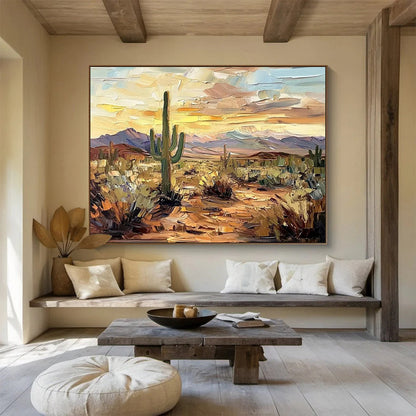 “Impasto Desert Sunset” - Vibrant Landscape Painting On Canvas DKH808