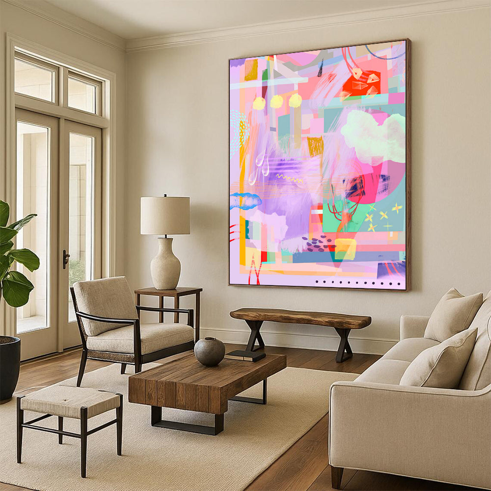 “Pastel Pop” - Abstract Geometric Color Fusion Art on Canvas CT1864