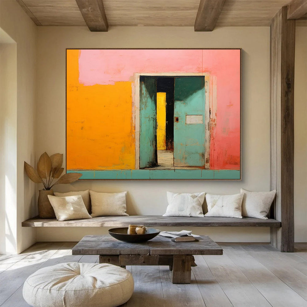Colorful Doorway - Abstract Architectural Painting On Canvas DKH641