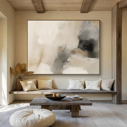 Warm Neutrals Beige Gray Abstract Blends Painting On Canvas DKH239