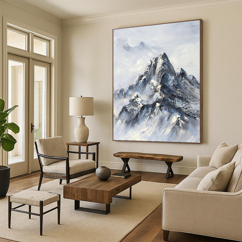 Snowy Mountain Majesty - Abstract Landscape Painting On Canvas DKH1259