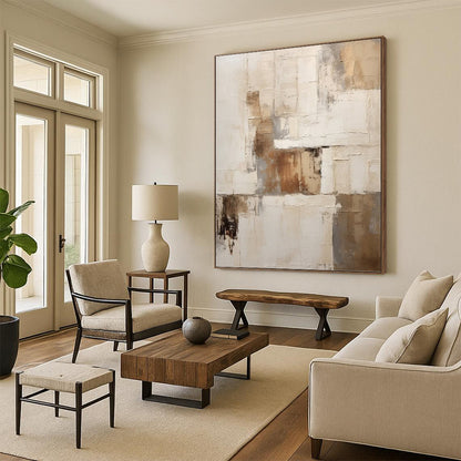 Textured Neutral Abstract Composition - Abstract Painting On Canvas DKH1310