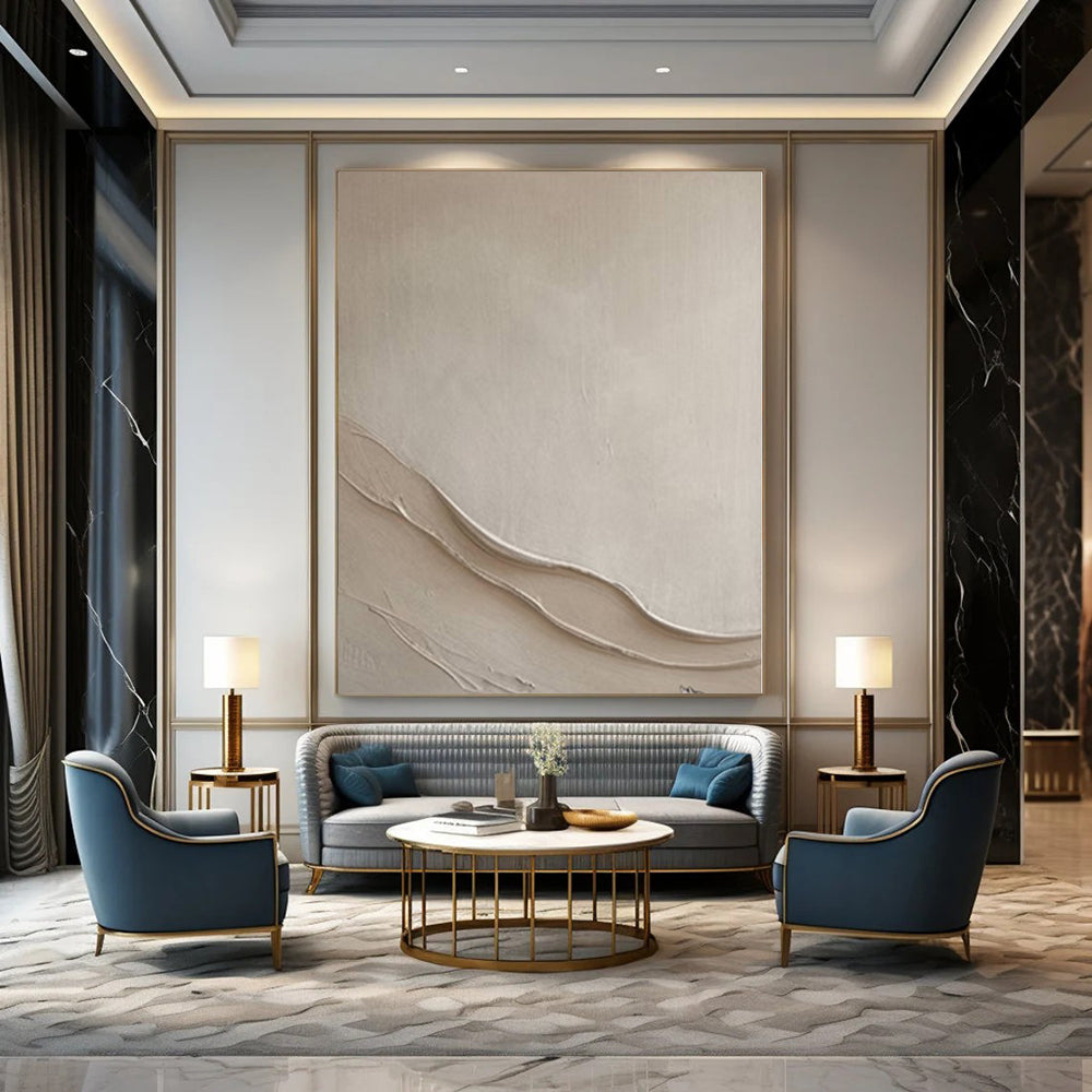 “Subtle Beige Textured Waves” – Minimalist Textured Painting CT1093