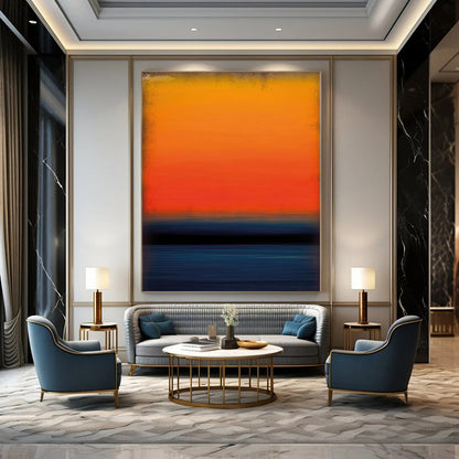 “Vibrant Orange - Blue Horizon” – Color Field Painting CT1183
