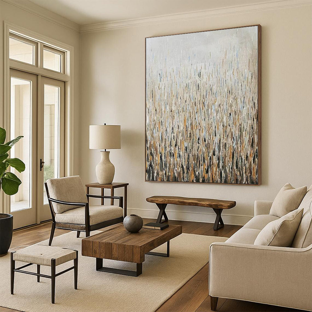 Textured Reed Field - Landscape - Inspired Textured Painting On Canvas CT2295