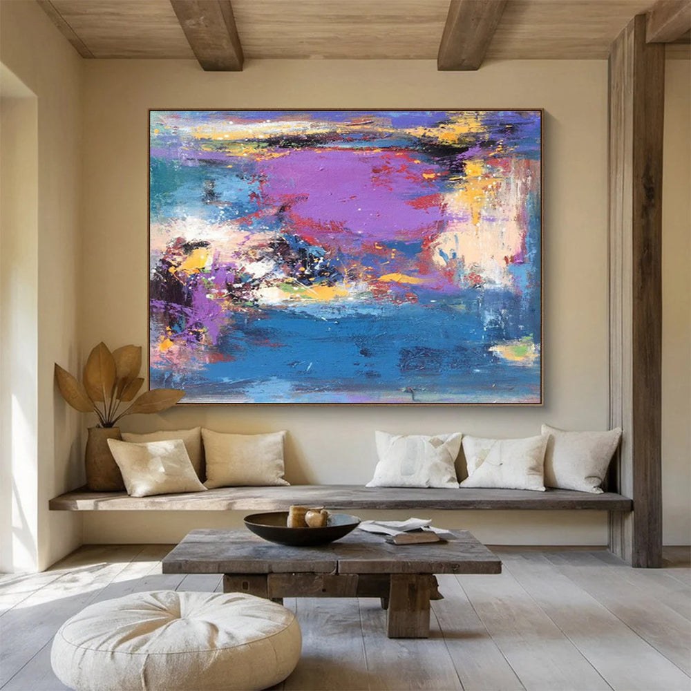 “Vibrant Purple and Blue Abstract Landscape” Painting On Canvas DKH161