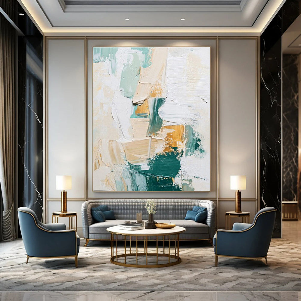 Pastel - Gold Textured Abstract - Abstract Impasto Acrylic CT1282